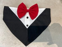 Load image into Gallery viewer, Dapper Styled Buttton Down Tuxedo Bandana For Dogs