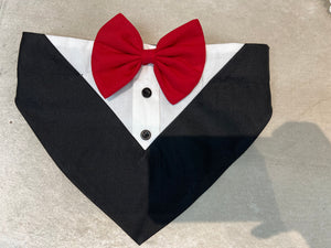 Dapper Styled Buttton Down Tuxedo Bandana For Dogs