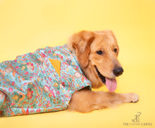 Load image into Gallery viewer, Indo Blue Floral Sleeveless Jacket With Pocket Square For Dogs