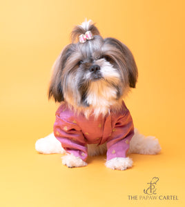 Pink Sequin Embroidered Sherwani For Dogs