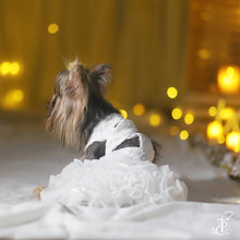 Load image into Gallery viewer, Cross Back White Tulle Ruffled Gown