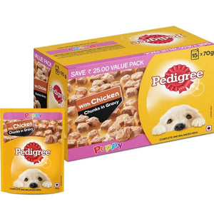 Pedigree chicken and chunks in gravy puppy dog wet food