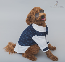 Load image into Gallery viewer, Navy Blue And White Checkered Dog Tuxedo