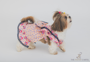 Caravan Plaid Frilled Dog Dress With A Bow