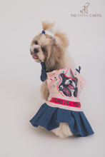 Load image into Gallery viewer, Furever Young Denim Tie Up Dog Tshirt Dress