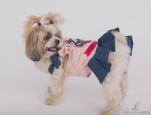 Load image into Gallery viewer, Furever Young Denim Tie Up Dog Tshirt Dress