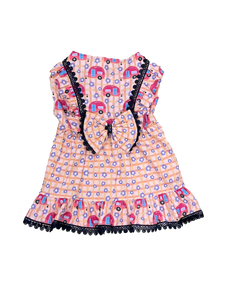 Caravan Plaid Frilled Dog Dress With A Bow