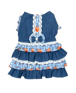 Denim Floral Dog Skirt dress